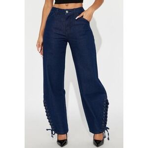fashion nova nwt 5 lace barrel leg edgy preppy punk y2k denim jeans